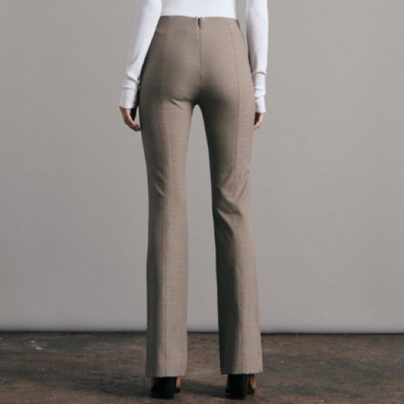 Rag & Bone Plaid Flare Pants in Gray and Brown Size 8 Back Zipper Stretch - Picture 2 of 16